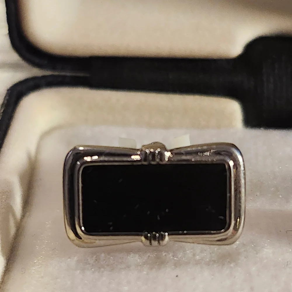 Pronto Uomo Silver and Black Onyx Cufflinks NIB